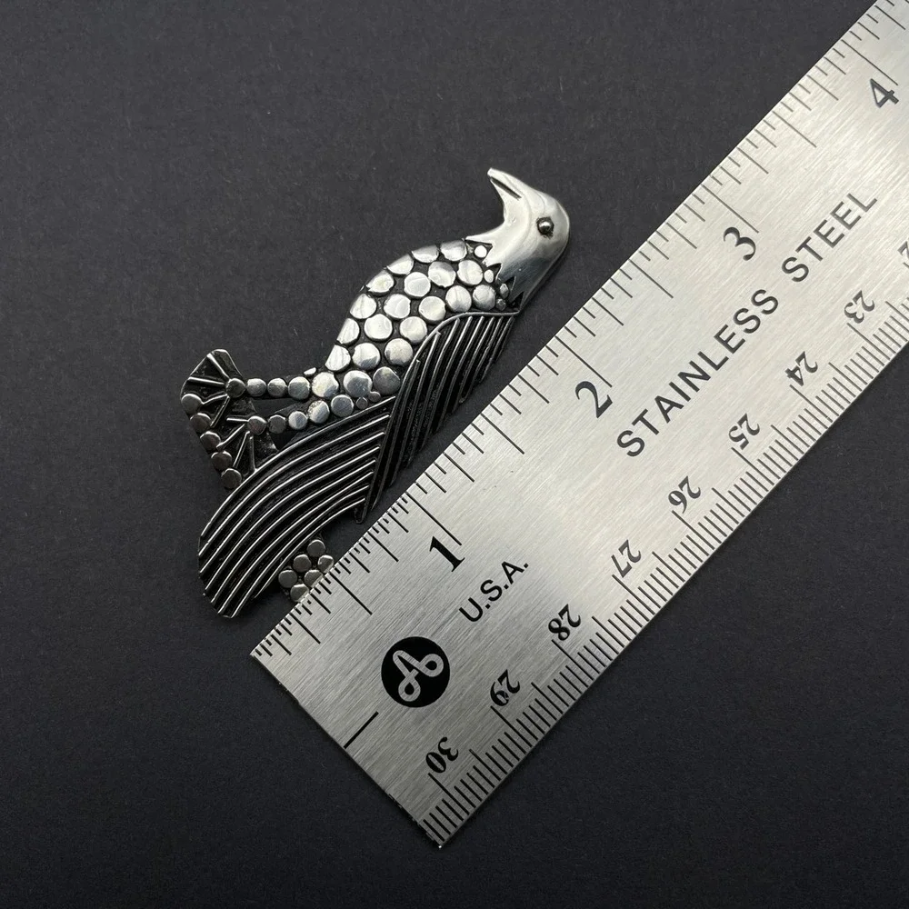 Vintage Sterling Silver Overlay Eagle Brooch‎ Bird Pin Wildlife Animal Jewelry